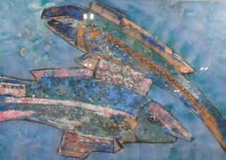 Kunstwerk, gemengde techniek, Maya Wildevuur, Vis, 1990